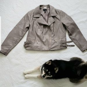 NWOT Taupe a.n.a. XXL Faux Leather bomber jacket